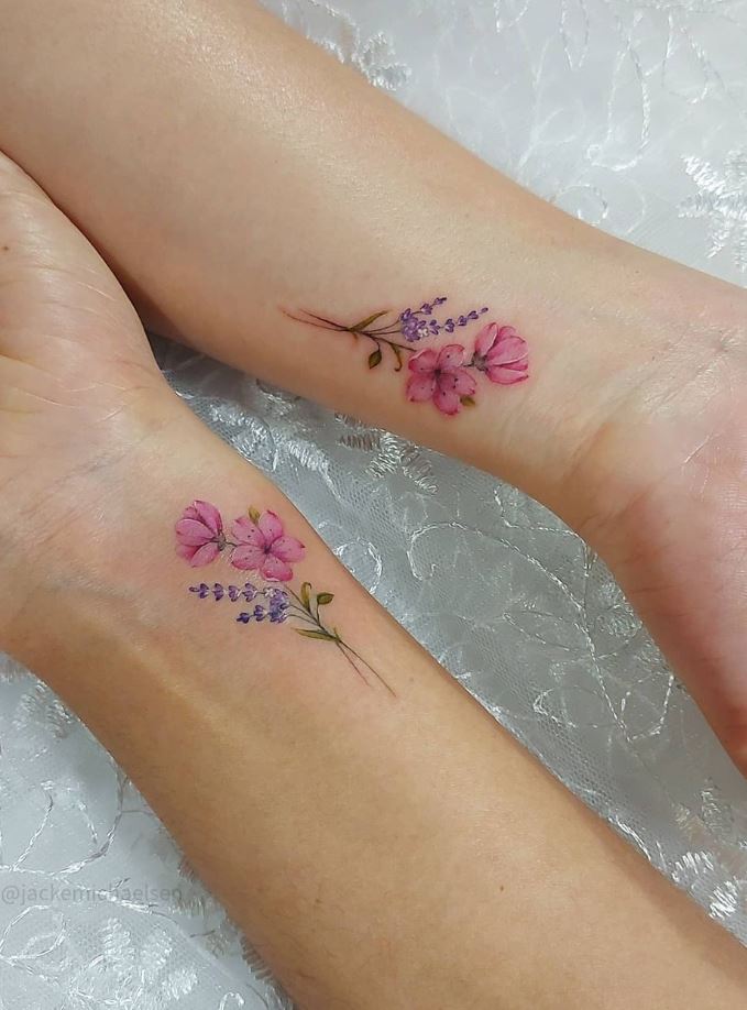 Matching Flowers Tattoo